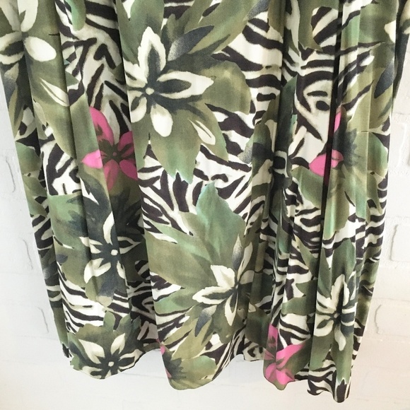NWT Vintage Maxi Skirt Deadstock Blanchelle Zebra Tiger Tropical print lined 16 - Picture 3 of 16